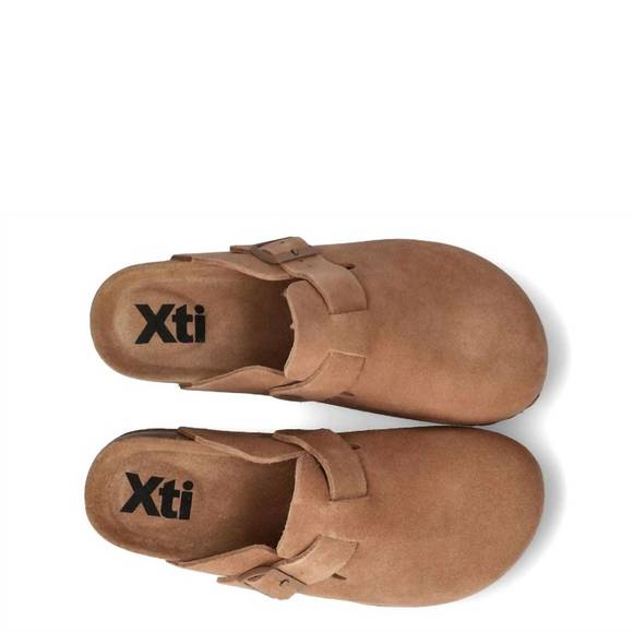 NEW XTI women's suede clogs in camel - Picture 3 of 4